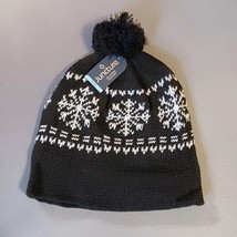 Juncture Ski Hat Pom Beanie Snowflake Black And White Fleece Lined Unisex - $195.46 MXN
