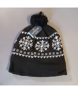 Juncture Ski Hat Pom Beanie Snowflake Black And White Fleece Lined Unisex - $195.46 MXN