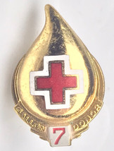 Blood Donor 7 Gallon Pin Red Cross Gold Tone Enamel - £7.87 GBP