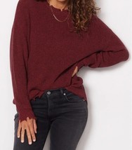 Pistola Eva Distressed Cotton CrewPullover Sweater in Cherry Black Marl ... - $81.16