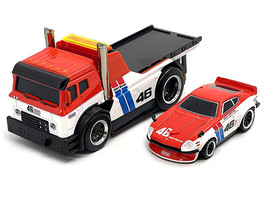 JDM Flatbed Truck #46 Red and White with Blue Stripes and 1972 Datsun 240Z #46 R - £29.75 GBP