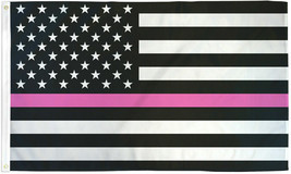 Thin Pink Line Flag 3x5ft Breast Cancer Awareness Pink Ribbon Survivor 100D - $17.99