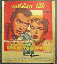 ALFRED HITCHCOCK:JAMES STEWART (MAN WHO KNEW TOO MUCH) ORIG,WINDOW CARD - £155.74 GBP