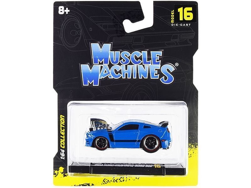 2013 Ford Mustang Boss 302 Light Blue with Black Stripes 1/64 Diecast Model Car - $16.95