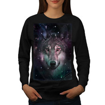 Wellcoda Wolf Space Cosmos Animal Womens Sweatshirt, Star Casual Pullover Jumper - £22.63 GBP+