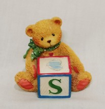 Cherished Teddies ABC &quot;S&quot; Mini Letter Block 1995 Enesco Hillman 158488S ... - £12.37 GBP