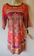 NWT NEW Sandra Darren 6 dress red pink yellow beaded - £30.93 GBP