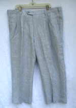 Paul Fredrick Mens 100% Linen Blue Stripe Pleated Dress Pants 40 Plus Waist 26 I - £22.76 GBP