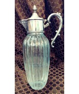 Silver Plated Italian Ribbed Glass Water Pitcher/Decanter