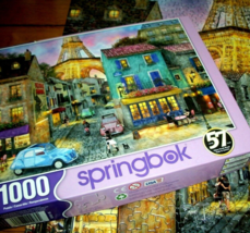 Springbok Jigsaw Puzzle 1000 Pcs Paris Eiffel Tower Cobblestone Streets Complete - £11.70 GBP