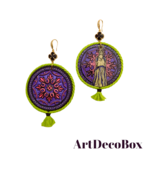 Wooden 3D Ornament painted earrings inspired by Ancient Greek Sculpture ... - £52.86 GBP