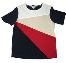 Blast Studio Color Block Top Blouse Black Red Cream White Size Medium - £9.89 GBP
