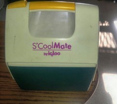 Vintage S&#39;Cool Mate Igloo Cooler USA Made Houston Mini Cute White Green Yellow - £11.98 GBP