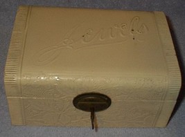 Antique Victorian Celluloid Covered Ladies Jewels Box with Key - £37.33 GBP