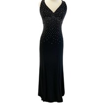 Cache Women&#39;s 6 Evening Dress Slinky Strappy Web Back Maxi Black Sparkle Stones  - £54.13 GBP