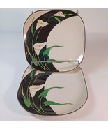 Lot of 2 Vtg Sango Quadrille Black Lilies 5101 Square Salad Dessert Plat... - $405.24 MXN