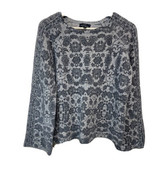 Lucky Brand  Casual Sweater Top Blue Floral Bell Sleeve EPOC M - $31.08 CAD