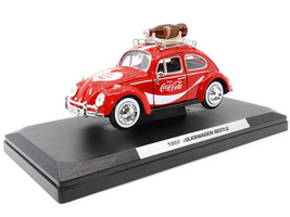 1966 Volkswagen Beetle Red Enjoy Coca-Cola w Roof Rack Accessories 1/24 Diecast - £44.98 GBP