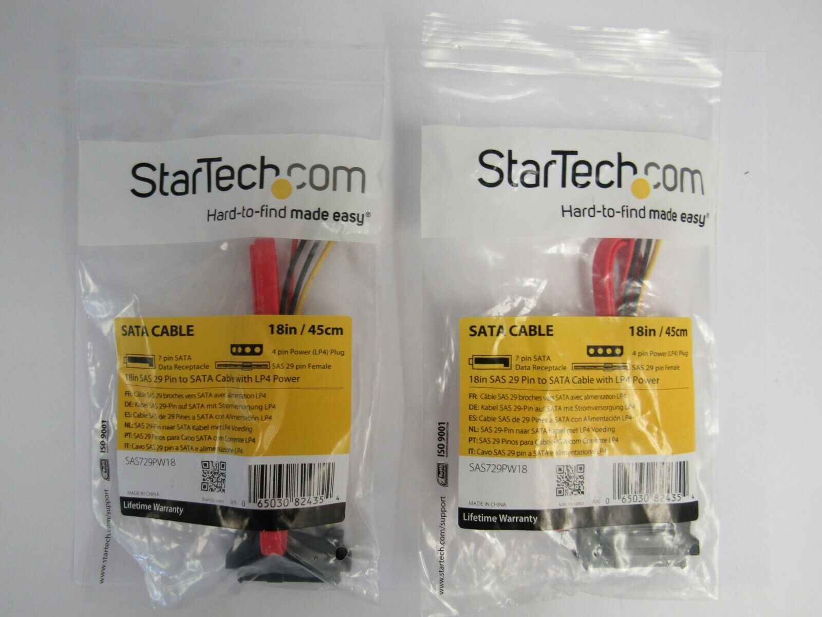 StarTech (Lot of 2) SAS729PW18 Sata Cable 18in /45cm 18-1 - $37.99