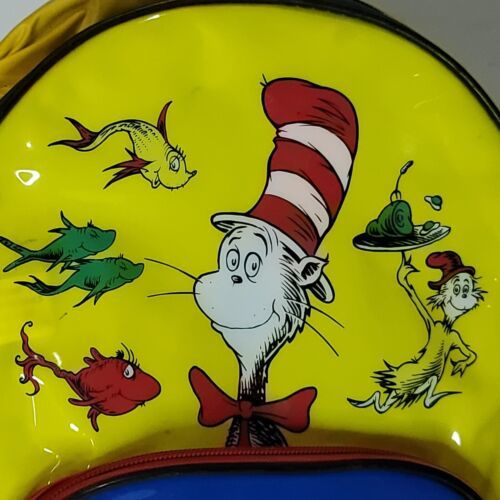 Dr Seuss And Friends Mini Backpack 12" x 9" Zipper Book Bag Yellow Cat Hat Item image 3
