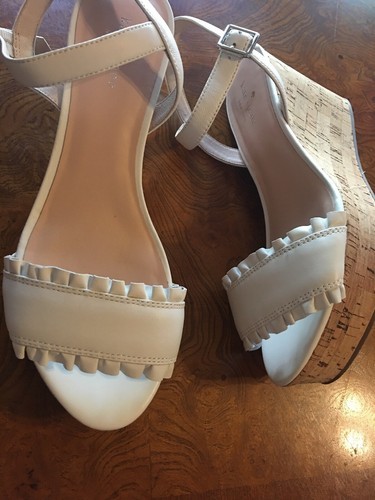 Kate Spade Tomas Ruffle Platform Wedges Sandals white sz 10 new Item image 2