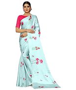 Silk Saree |Partywear Soft Satin Saree |Digital Floral Printed Saree Ind... - $44.99