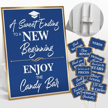 Graduation Candy Buffet Signs, Blue Grad Party Dessert Table Label Set, Graduati - £18.15 GBP