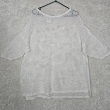 J Jill Sweater Womens 2X White Short Sleeve Open Knit Linen Cotton Coast... - $34.60