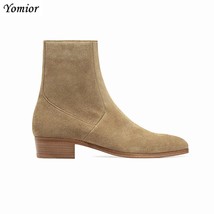 Italian Fashion Men Shoes Real Cow Leather Pointed Toe Ankle Boots Vintage Zip C - £203.37 GBP