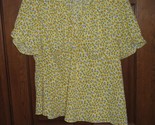 SHEIN Curve Plus Ditsy Yellow Floral Print Tie Front Blouse - Size 4XL - $14.84