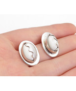 925 Sterling Silver - White Cat&#39;s Eye Quartz Swirl Dome Drop Earrings - ... - £36.26 GBP