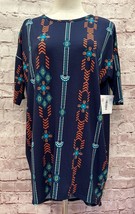 Lu La Roe Irma Tunic Top Womens Xxs Navy Blue Aztec Southwest Print Hi Lo Hem New - £13.57 GBP