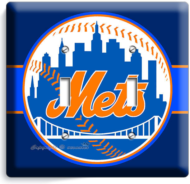 NEW YORK METS BASEBALL TEAM DOUBLE LIGHT SWITCH WALL PLATE COVER BOYS ROOM DECOR