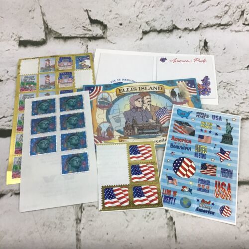 Primary image for Mini Ellis Island Puzzle Notepads Stickers Assorted Mixed Lot USA American Flags