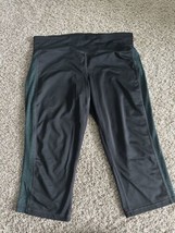 Ideology Sports Women Capri legging Pant Black Green Stretch Size XL - £7.56 GBP