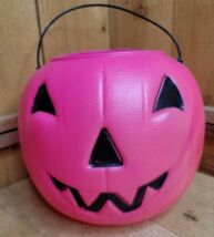 VTG Norfolk Pink Jack-O-Lantern Pumpkin Blow Mold Trick or Treat Bucket ... - $17.76