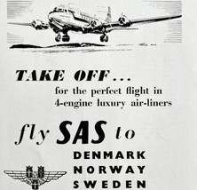 Scandinavian Airlines System SAS 1952 Advertisement UK Import Aviation DWII8 - £15.72 GBP