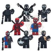 8pcs/set Venom Spiderman Minifigure Agent Venom Symbiote Deadpool Eddie Toy - £13.31 GBP