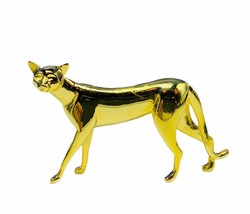 Curio Cat figurine Franklin mint collection kitten sculpture vtg Art Deco gold - £23.69 GBP