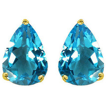 2.50 Ct 14K Yellow Gold Plated Over Silver Topaz Pear Shape Stud Earrings Push - £30.05 GBP
