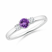ANGARA Classic Amethyst and Diamond Three Stone Engagement Ring - £490.07 GBP