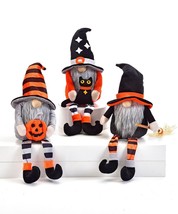 Halloween Gnome Shelf Sitter Set of 3 with White Beard and Bulbous Nose 16" High
