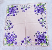 Vintage Hankie Bouquets Purple Violets w Ribbons set on Light Brown 12 1... - $9.89
