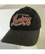 Vtg New York Yankees Snapback Hat Cap Black &amp; Grey Worn Distressed RARE ... - £50.60 GBP