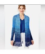 Lilly Pulitzer Tatum Ombre Blue Fringe Open Cardigan Blue Thistle L - €49,51 EUR