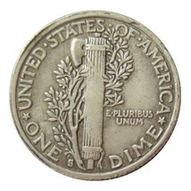 Antique Crafts American 10 Cent Mercury 1928 Silver Coin - £6.32 GBP