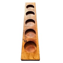Five 5 Hole Natural Wooden Cheese Mold Wood Candle Holder Footed - £23.29 GBP