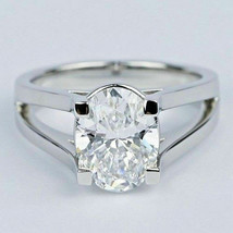 Solitaire Engagement Ring 2.25Ct Oval Cut Diamond Solid 14K White Gold in Size 8 - £226.50 GBP