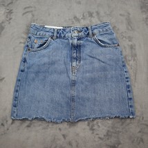 Topshop Moto Skirt Womens 4 Blue Flat Front Denim Distressed Jeans Bottoms - £20.08 GBP