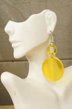 Vintage Costume Jewelry 1980s Translucent Bright Yellow Disk Pierced Ear... - $19.79